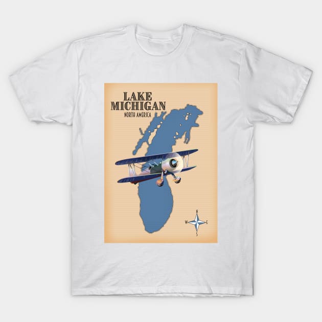 Lake Michigan vintage map T-Shirt by nickemporium1